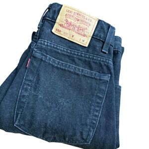Vintage Levis 550 Relaxed Fit Tapered Leg Black Jeans 9 Med 1996 USA 29x30 Blank